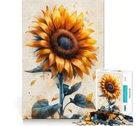 Rompecabezas de 1000 Piezas con diseño de Girasoles en Acuarela para Adultos Juguete de lógica precisa para el hogar y el Ocio Regalo conmovedor 38x52cm