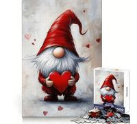 Rompecabezas de 1000 Piezas con diseño de gnomo de San Valentín sosteniendo un corazón para Adultos Ideal para el Bienestar Mental, la relajación y como Regalo Festivo (38x52cm)