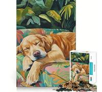 Rompecabezas de 1000 Piezas con diseño de Golden Retriever durmiendo para Adultos Juguete de lógica Mental, antiestrés, Corte Firme, Regalo increíble 50x75cm