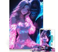 Rompecabezas de 1000 Piezas con diseño de Gorila Sexy neón para Adolescentes, Juguete antiestrés, Bordes precisos, (38x52cm)