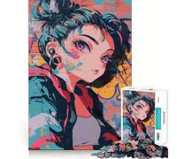 Rompecabezas de 1000 Piezas con diseño de Grafiti de Chica Anime para Adultos Juego Divertido y fácil de armar Ideal para divertirse en Familia (38x26cm)