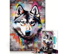 Rompecabezas de 1000 Piezas con diseño de Grafiti de Husky Siberiano para Adultos Regalo Ideal para ejercitar la Mente y Relajarse Un Regalo Memorable 50x75cm