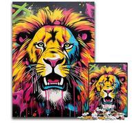 Rompecabezas de 1000 Piezas con diseño de Grafiti de león para Adultos, Ideal para reuniones Familiares, cumpleaños y festividades, 26x38cm/10,23x14,96 Pulgadas.