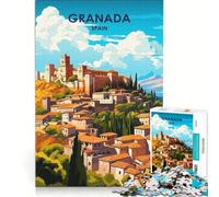 Rompecabezas de 1000 Piezas con diseño de Granada, Andalucía, España, Juegos educativos, decoración Perfecta, cumpleaños y Navidad 38x52cm