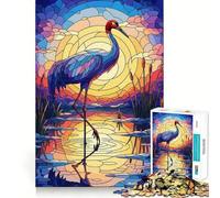 Rompecabezas de 1000 Piezas con diseño de grulla de vitral al Atardecer para Adolescentes Ideal para Ganar Memoria, Relajarse y armar Decoración de Pared 38x52cm