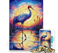 Rompecabezas de 1000 Piezas con diseño de grulla de vitral al Atardecer para Adolescentes Juguete para ejercitar la Mente, Ideal para Relajarse y Disfrutar del Arte Regalo Original 50x75cm