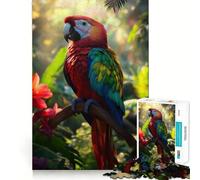 Rompecabezas de 1000 Piezas con diseño de Guacamayo Escarlata en la Jungla para Adolescentes Juguete para ejercitar la Mente, Relajante (38x26cm)