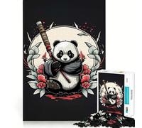 Rompecabezas de 1000 Piezas con diseño de Guerrero Panda para Adultos Juguete para concentrarse y ejercitar la Mente Divertido y silencioso Bordes Ajustados Artículo de Deseo de Papá Noel (38x52cm)