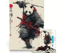 Rompecabezas de 1000 Piezas con diseño de Guerrero samurái Panda para Adolescentes Rompecabezas Mental para aliviar la tensión Regalo Premium para armar (38x26cm)