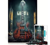 Rompecabezas de 1000 Piezas con diseño de Guitarra oxidada bajo la Lluvia, Ideal para Adolescentes Juguete de lógica Que estimula la Mente y relaja Bordes definidos Regalo Elegante (38x52cm)