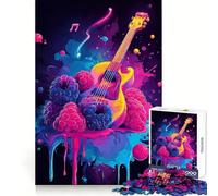 Rompecabezas de 1000 Piezas con diseño de Guitarra Vibrante, Bayas y música para Adultos Estimula el Pensamiento estratégico, relaja la Mente (50x75cm)