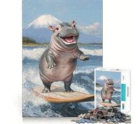 Rompecabezas de 1000 Piezas con diseño de hipopótamo Sonriente surfeando para Adolescentes Juguete Que estimula la lógica y Alegra a la Familia 50x75cm