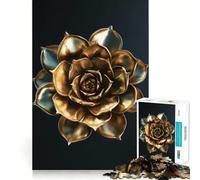 Rompecabezas de 1000 Piezas con diseño de Hojas de Oro y suculentas para Adultos y Adolescentes Ideal para Mejorar la Memoria y relajar la Mente 50x75cm