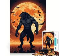 Rompecabezas de 1000 Piezas con diseño de Hombre Lobo y Luna para Adultos Divertido Juego de Memoria con componentes Resistentes y de Corte Limpio aliviar el estrés (38x26cm)