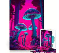 Rompecabezas de 1000 Piezas con diseño de Hongos mágicos psicodélicos Arte de Bordes Finos Juego para ejercitar la Mente y Relajarse (38x26cm)