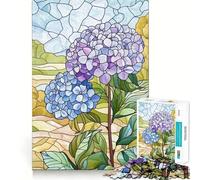 Rompecabezas de 1000 Piezas con diseño de hortensias de vitral, Corte preciso, Arte, lógica, Juego, Tiempo de relajación, Regalo Divertido de cumpleaños (50x75cm)