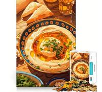 Rompecabezas de 1000 Piezas con diseño de Hummus y Pan de Pita bodegón,Juego de Limpieza,Juego Inteligente,Regalo para Relajarse,decoración navideña (50x75cm)