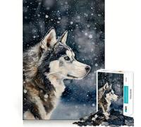 Rompecabezas de 1000 Piezas con diseño de Husky Siberiano en la Nieve para Adultos Juguete de lógica Mental para aliviar la tensión Corte Firme 38x52cm