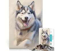 Rompecabezas de 1000 Piezas con diseño de Husky Siberiano para Adultos, Ideal para ejercitar la Mente, Crear un Ambiente Relajado y Divertido Cualquier ocasión 50x75cm