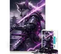 Rompecabezas de 1000 Piezas con diseño de Husky Siberiano samurái para Adultos y Adolescentes Juguete Intelectual para el hogar Disfrute de un Corte de Calidad Regalo clásico (38x52cm)