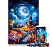 Rompecabezas de 1000 Piezas con diseño de Iglesia y Cielo Nocturno para Adultos, de Logic Boost Toy Family Bond Premium Edge Warm Surprise (38x26cm)