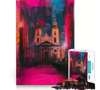 Rompecabezas de 1000 Piezas con diseño de Interior de Catedral de neón para Adultos y Adolescentes Juego Mental, diversión Tranquila, Bordes Afilados, Regalo Memorable (50x75cm)