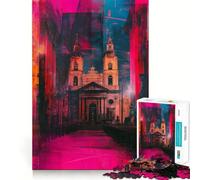 Rompecabezas de 1000 Piezas con diseño de Interior de Catedral neón para Adolescentes Juguete de Habilidad para Compartir Decoración de Pared con Corte preciso (38x52cm)