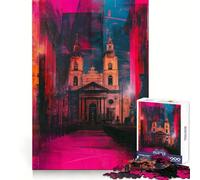 Rompecabezas de 1000 Piezas con diseño de Interior de Catedral neón para Adolescentes Juguete de Habilidad para Compartir Decoración de Pared con Corte preciso (38x52cm)