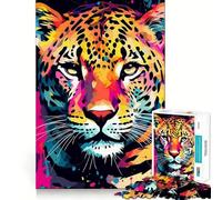 Rompecabezas de 1000 Piezas con diseño de Jaguar Estilo Pop Art,Bordes definidos,decoración Creativa,Juguete Divertido y fácil de Usar,Regalo Ideal para Navidad (38x52cm)