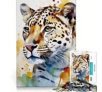 Rompecabezas de 1000 Piezas con diseño de Jaguar Pintado en Acuarela Ideal para Adolescentes Juego de concentración Mental Corte de precisión con Bordes Lisos Navidad (38x52cm)
