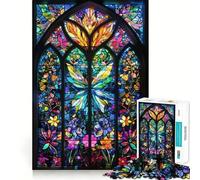 Rompecabezas de 1000 Piezas con diseño de jardín de vidrieras para Adolescentes Juguete para ejercitar la Mente, Ideal para Relajarse y Disfrutar del Arte Regalo Original 50x75cm