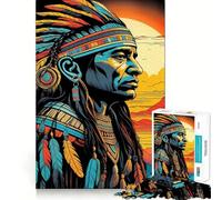 Rompecabezas de 1000 Piezas con diseño de Jefe Nativo Americano para Adolescentes Mejora la Memoria Pasatiempo Tranquilo Bordes precisos Regalo de cumpleaños (50x75cm)
