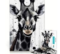 Rompecabezas de 1000 Piezas con diseño de Jirafa Pintada en Acuarela Diversión para ejercitar la Mente Encaja Perfectamente sin Huecos Actividad para Fortalecer los Lazos Familiares (50x75cm)