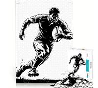Rompecabezas de 1000 Piezas con diseño de Jugador de Rugby Corriendo con balón Ideal para Adolescentes Juguete para desarrollar la lógica y la Capacidad de relajación Bordes Lisos Regalo de Primera