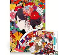 Rompecabezas de 1000 Piezas con diseño de Kimono de Chica Japonesa,Corte sin Costuras,Juego para desarrollar la Mente,Actividad Relajante,diversión,Regalo de cumpleaños o Hobby (50x75cm)