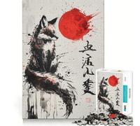 Rompecabezas de 1000 Piezas con diseño de Kitsune de la Luna de Sangre,Pintura a la Tinta,Corte Impecable,Divertido y Estimulante para el Desarrollo cognitivo,Ideal para Momentos de Ocio o