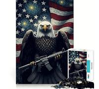 Rompecabezas de 1000 Piezas con diseño de la Bandera y el Rifle del águila Americana para Adolescentes Juego de Habilidades mentales Corte láser para un Ajuste Actividad grupal para Interiores