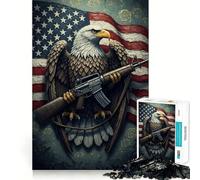 Rompecabezas de 1000 Piezas con diseño de la Bandera y el Rifle del águila Americana para Adultos Juguete para Resolver Problemas Juego de Corte de Calidad Profesional Actividad Relajante para Grupos