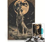 Rompecabezas de 1000 Piezas con diseño de la Carta del Tarot del Lobo Aullador, Ideal para Decorar la Pared, Reduce el estrés y es un Juego desafiante 38x26cm