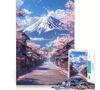 Rompecabezas de 1000 Piezas con diseño de la montaña Fuji en Tonos Pastel para Adultos Desarrolla la Capacidad Mental y te Mantiene entretenido Bordes precisos (38x26cm)