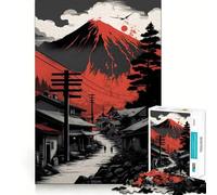 Rompecabezas de 1000 Piezas con diseño de la Montura Fuji en Rojo y Negro para Adolescentes Ideal para Mejorar la Memoria, Relajarse y Disfrutar de un Corte Firme Regalo Festivo (38x26cm)