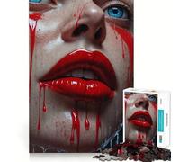 Rompecabezas de 1000 Piezas con diseño de Labios Rojos de Mujer para Adolescentes Juego de ingenio y Desarrollo Mental Corte láser para un Ajuste Actividad Relajante para Grupos en Interiores