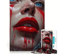 Rompecabezas de 1000 Piezas con diseño de Labios Rojos de Mujer para Adultos Diversión para Entrenar la Mente Componentes Resistentes y de Corte Limpio Actividad Relajante para desconectar (38x52cm)