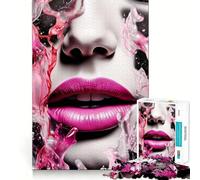 Rompecabezas de 1000 Piezas con diseño de Labios Rosas para Adolescentes, Juguete de lógica Resistente, Escape Tranquilo, Borde Transparente, Regalo de cumpleaños (50x75cm)