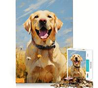 Rompecabezas de 1000 Piezas con diseño de Labrador Amarillo Entre Flores para Adultos Mejora la Capacidad Mental Juego con Corte láser para un Ajuste Diversión Nocturna en Familia (50x75cm)