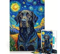 Rompecabezas de 1000 Piezas con diseño de Labrador Retriever Negro Diversión con articulaciones precisas,Juego para ejercitar la Mente,Juego para Momentos de Paz,decoración navideña 38x26cm