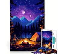 Rompecabezas de 1000 Piezas con diseño de Lago,Camping,Pixel Art,Corte preciso,diversión cognitiva,Entretenimiento para el Tiempo Libre,Escena navideña (38x52cm)