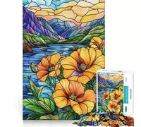 Rompecabezas de 1000 Piezas con diseño de Lago de montaña con vidrieras, Bordes Finos, Ideal para desarrollar la Mente, Relajarse y Disfrutar de la Navidad Regalo artístico (50x75cm)