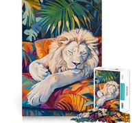 Rompecabezas de 1000 Piezas con diseño de león Blanco durmiendo para Adultos Juguete Inteligente, Divertido y silencioso Corte preciso 38x52cm