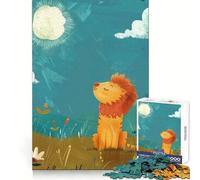 Rompecabezas de 1000 Piezas con diseño de león de Dibujos Animados en un Campo Ideal para Adultos Un desafío para el Pensamiento Un Entretenimiento Casual Un Regalo sincero y conmovedor (50x75cm)